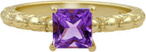 Natural Solitaire 1.05Cts Amethyst Gold Plated Sterling Silver Ring, Purple Stone February Birthstone Jewelry Ring for Women